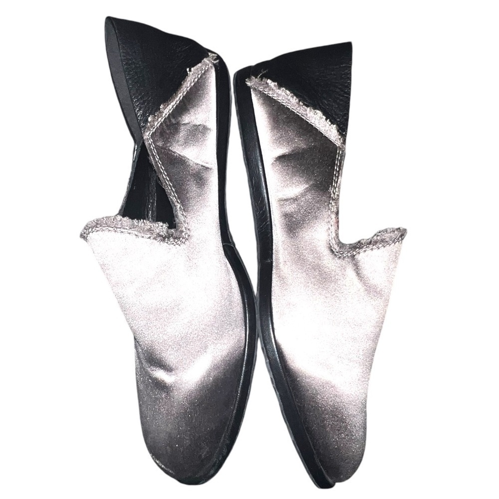 ▶️ Pedro Garcia Espana ◀️ Gray Silk Satan Raw Edge Slip On Flats 37.5 - Picture 7 of 16
